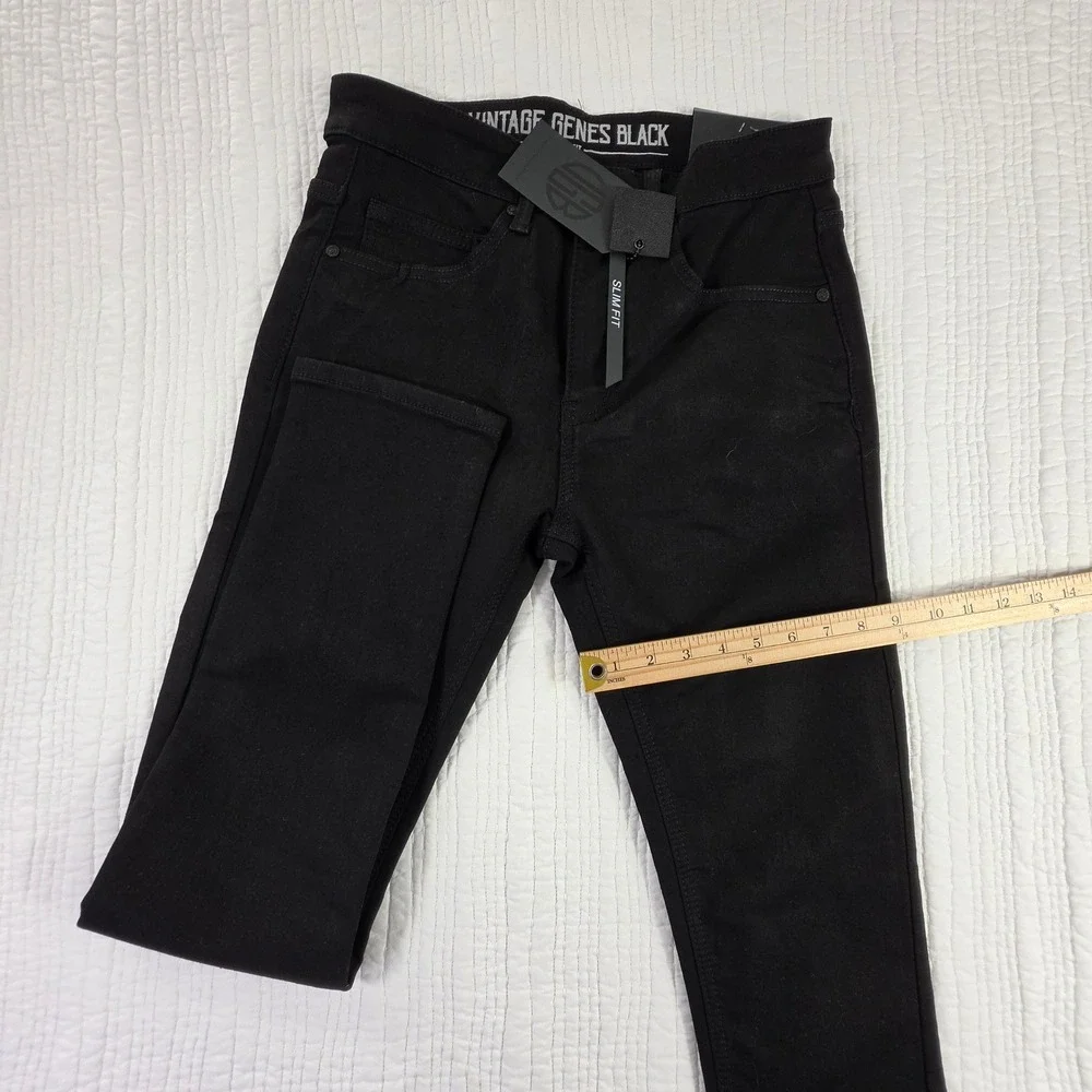 VGB Vintage Genes Black Mens 28x30 Slim Fit French Terry Stretch Denim Jeans